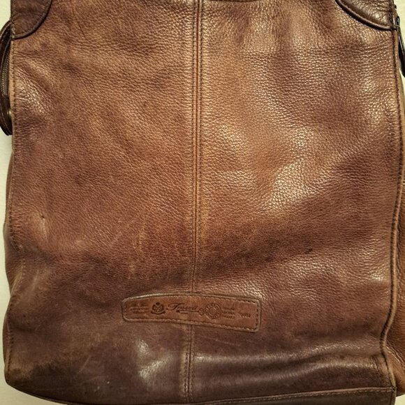 Vintage Fossil Leather Brown Purse #75082 With Double Straps & Lots of Storage - Picture 12 of 13
